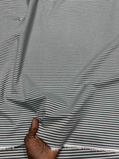 Buy Premium Cotton Arvind Mill Grey & White Yarn Dyed Stripe Printed Fabric