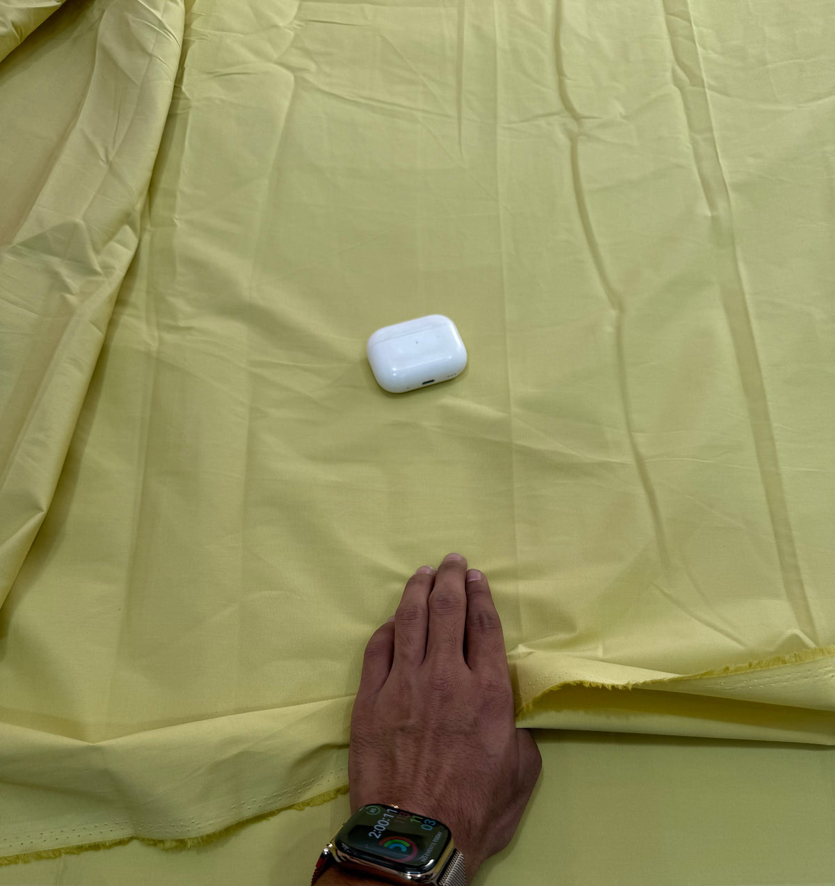 Buy Poplin Lycra Plain Fabric Butter Yellow