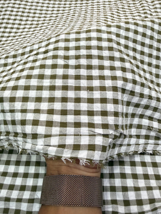 Buy Premium Seersucker Mint Green Gingham Blush Checks Fabric