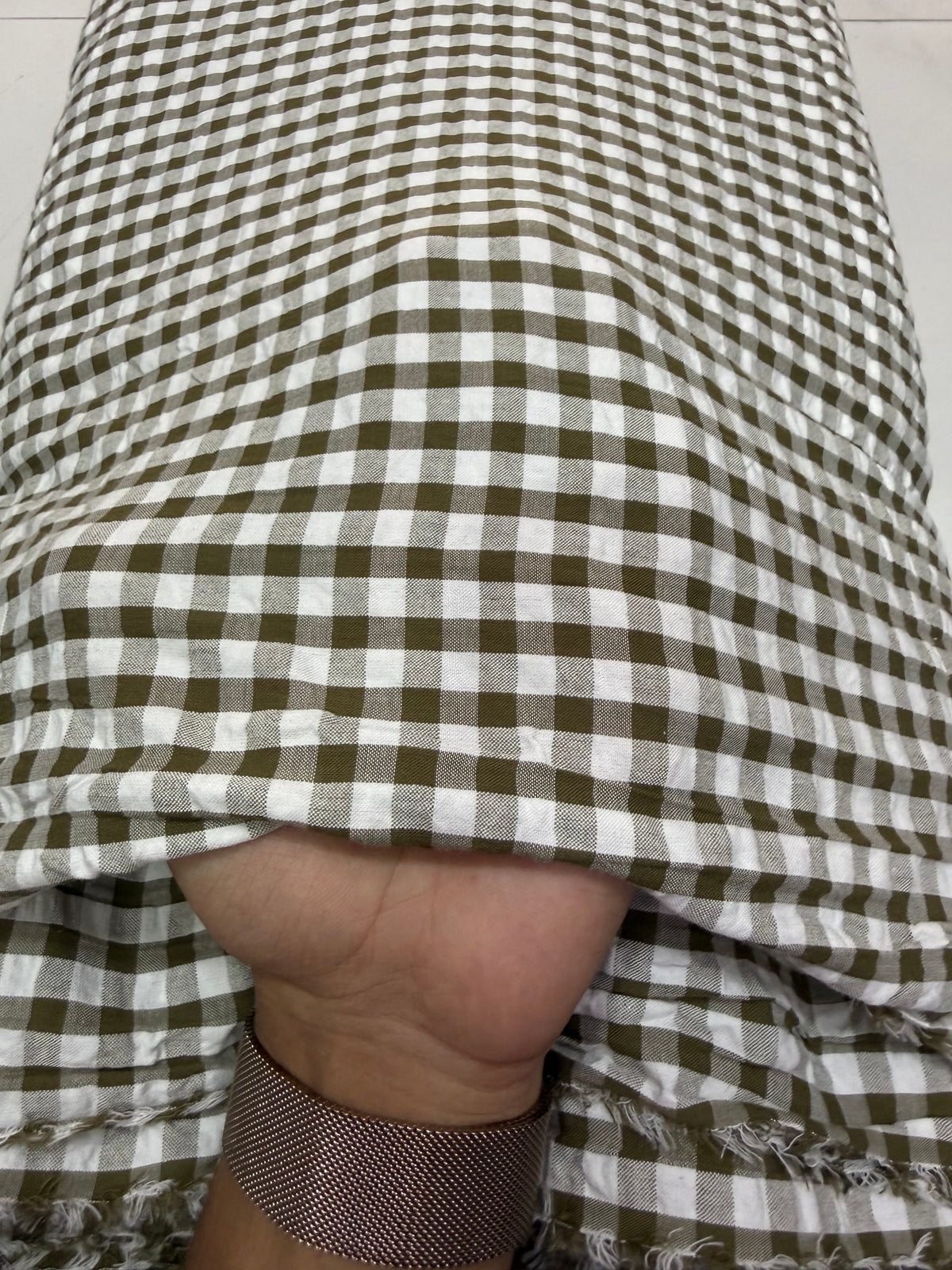 Buy Premium Seersucker Mint Green Gingham Blush Checks Fabric
