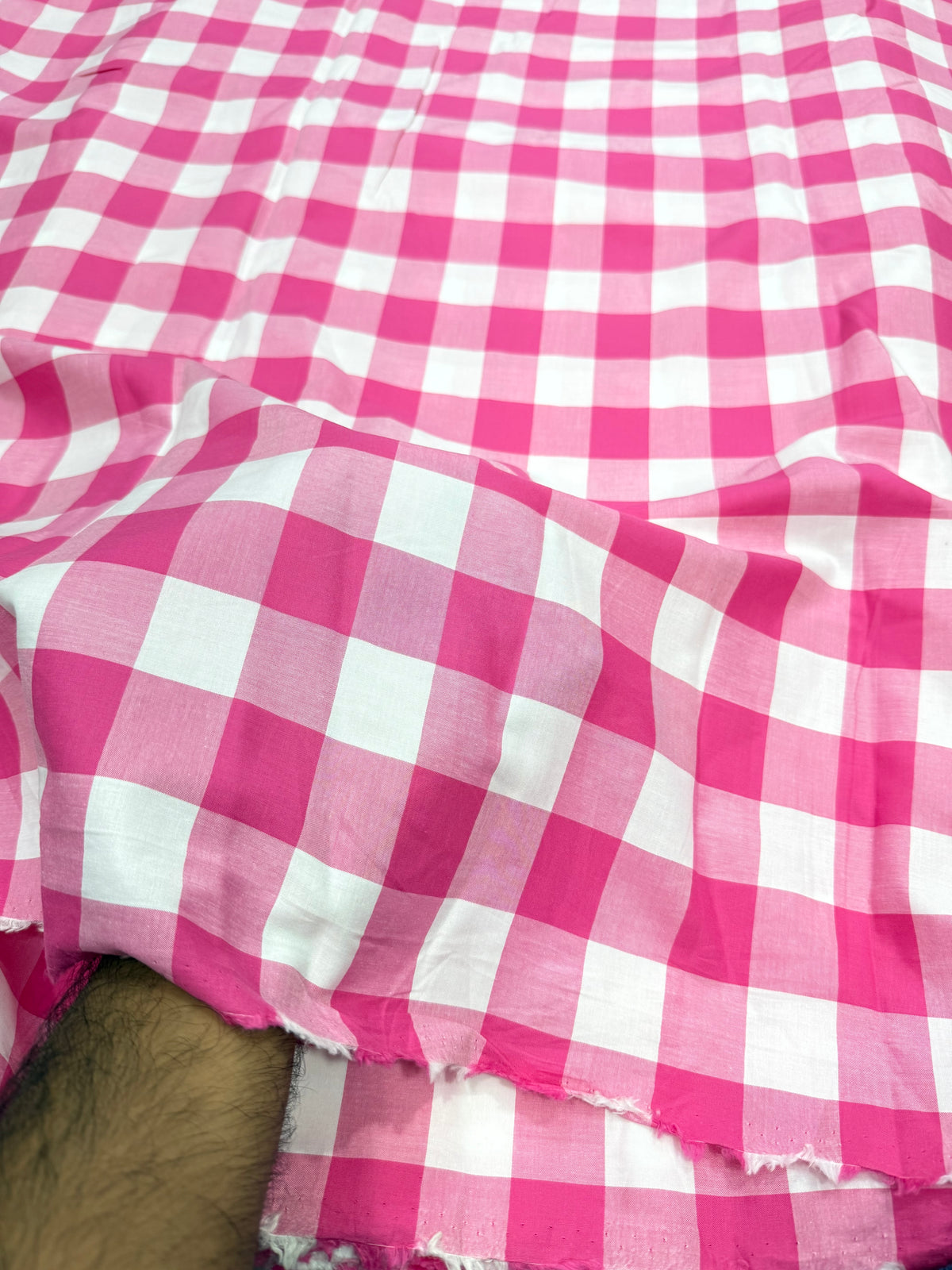 Buy Cotton Slub Dark Pink White Broad Check Fabric