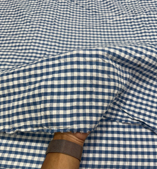 Buy Premium Cotton Seersucker Navy Gingham Checks Fabric