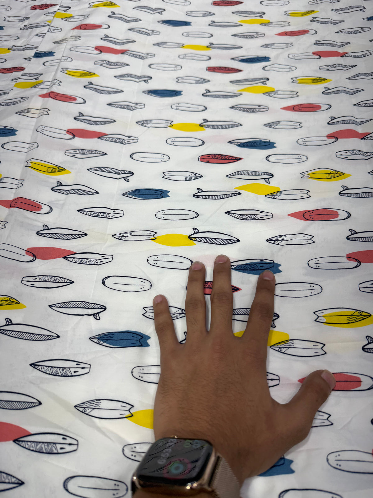Buy Poplin White Multicolor Feather Doodle Print Fabric