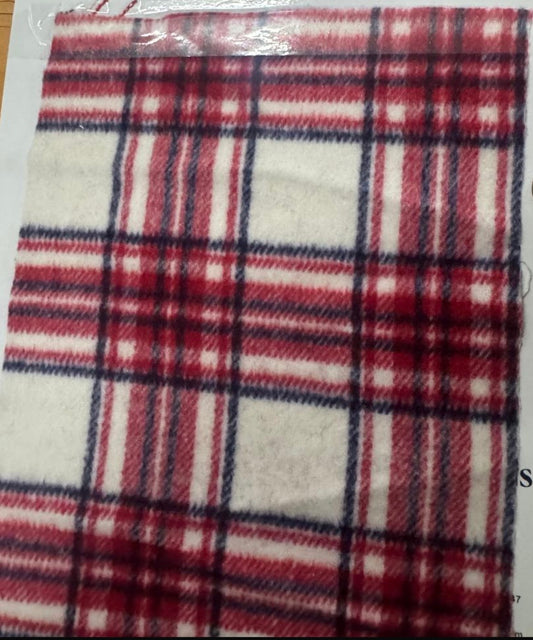 Buy Cotton Flannel Red Ivory Check Fabric