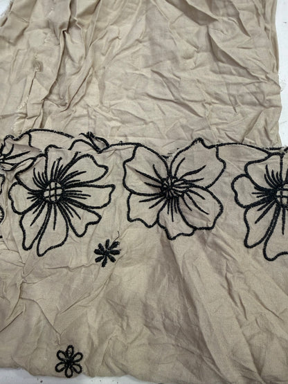 Buy Cutpiece Cotton Hakoba Ivory Base Black Border Embroidery 50 Centimeter