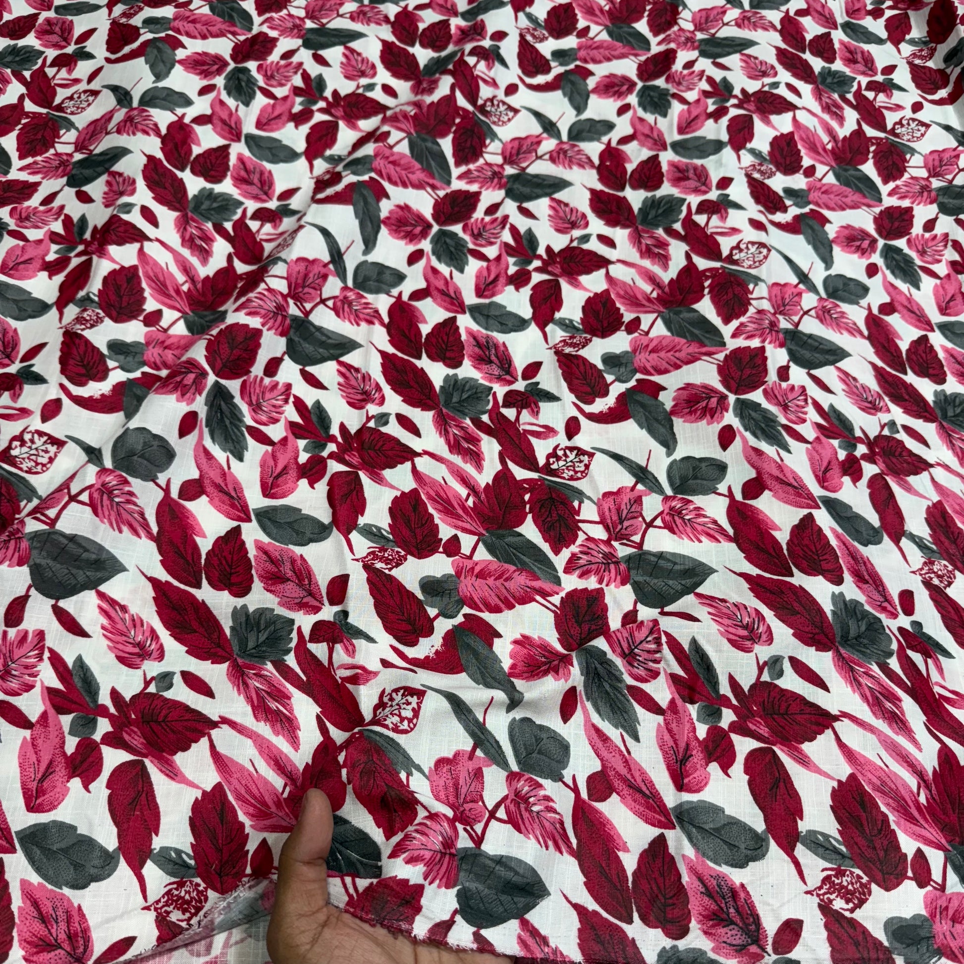 Buy Cotton Linen Red Fall Printed Fabric - MAF 