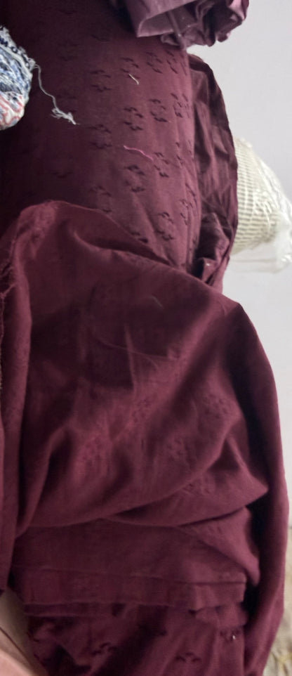 Buy Cambric Buta Maroon Self-Tone Fabric