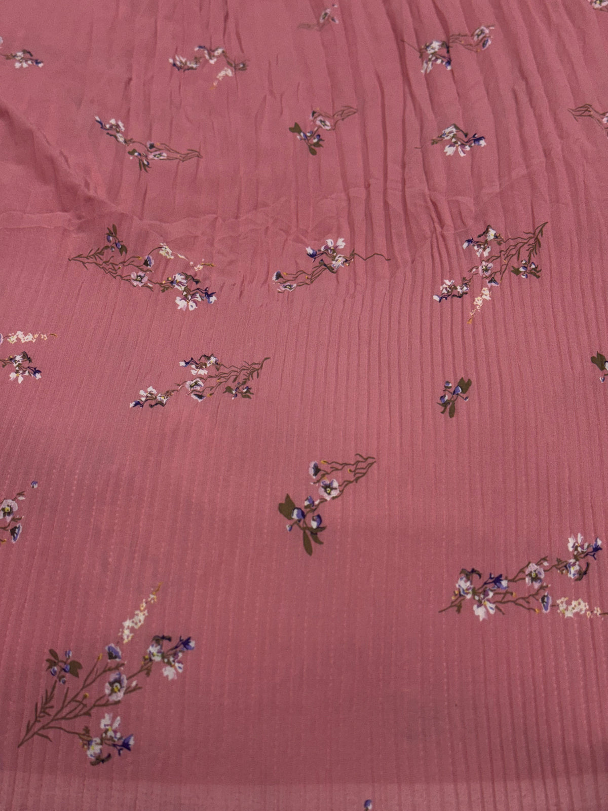 Buy Premium Viscose Georgette Crinkle Dusty Pink Floral Branch Print Fabric
