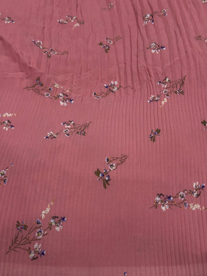 Buy Premium Viscose Georgette Crinkle Dusty Pink Floral Branch Print Fabric