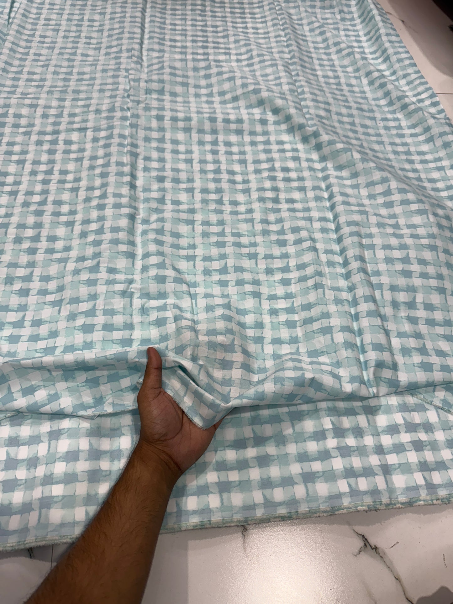 Buy 50s Poplin Classy Mint Check Printed Fabric - MAF 