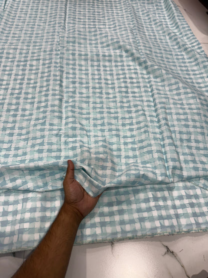 Buy 50s Poplin Classy Mint Check Printed Fabric - MAF 