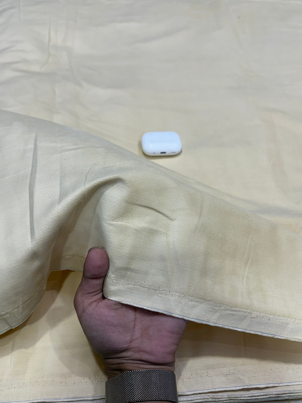 Buy Premium Corduroy Solid Pale Yellow Cream Fabric 26 Wales
