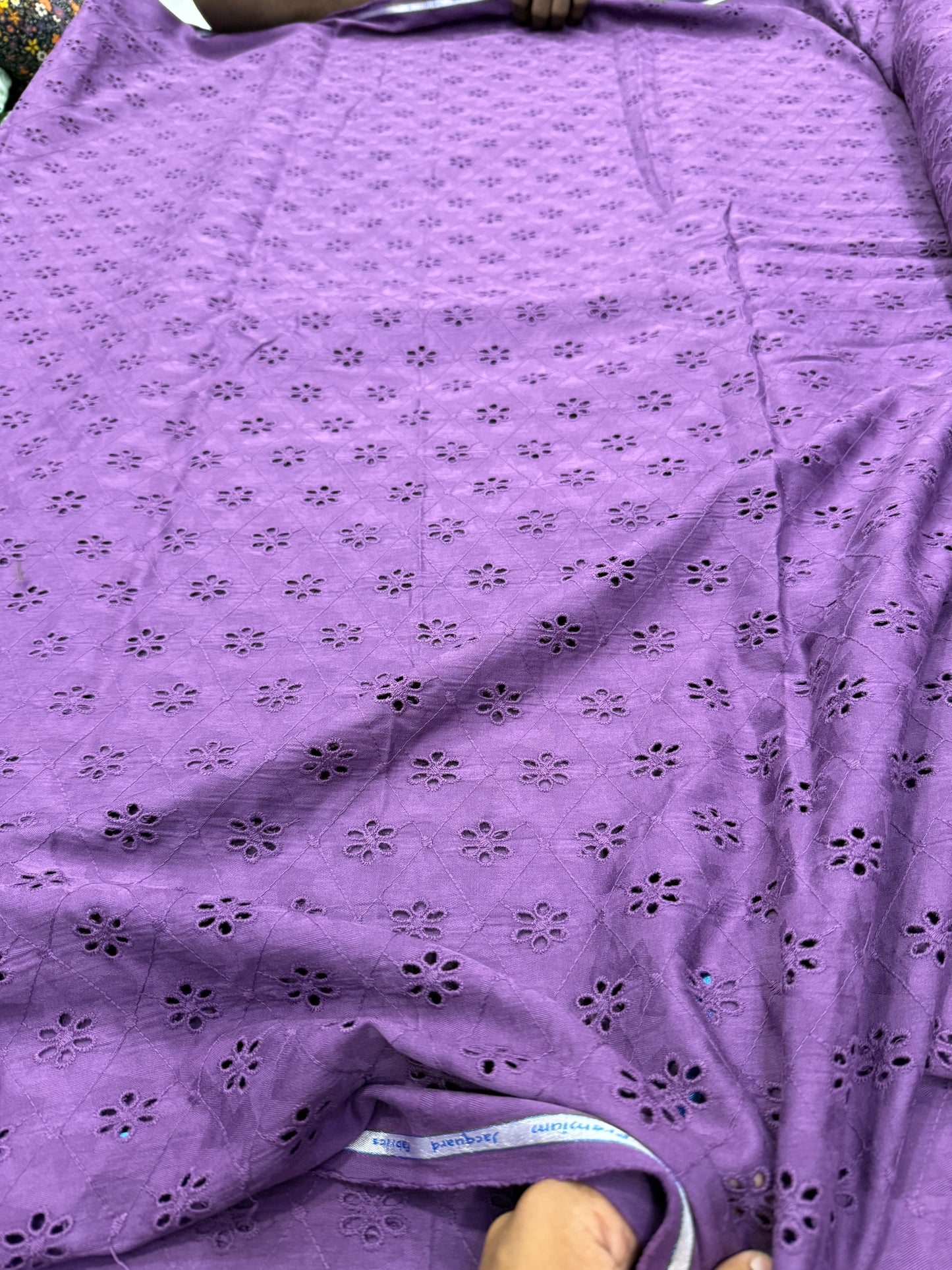Buy Cotton Hakoba Purple Diamond Flower Fabric