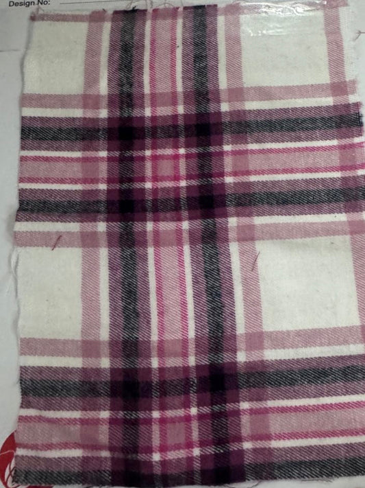 Buy Cotton Flannel Twill Pink Black Check Fabric