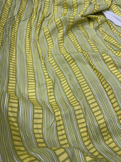 Buy Mul Cotton Yellow Green Summer Unique Printed Fabric