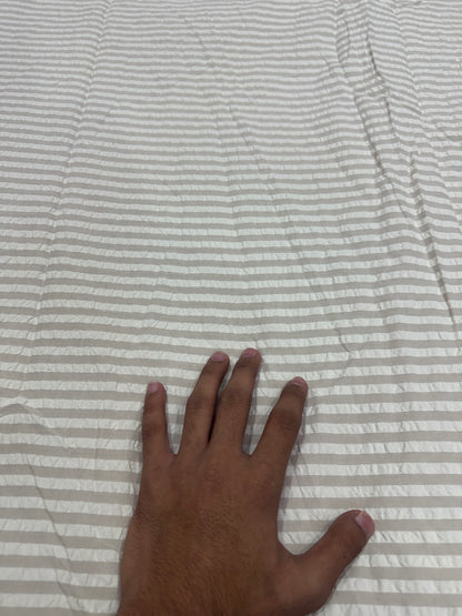 Buy Premium Cotton Seersucker Stone Grey White Stripe Fabric