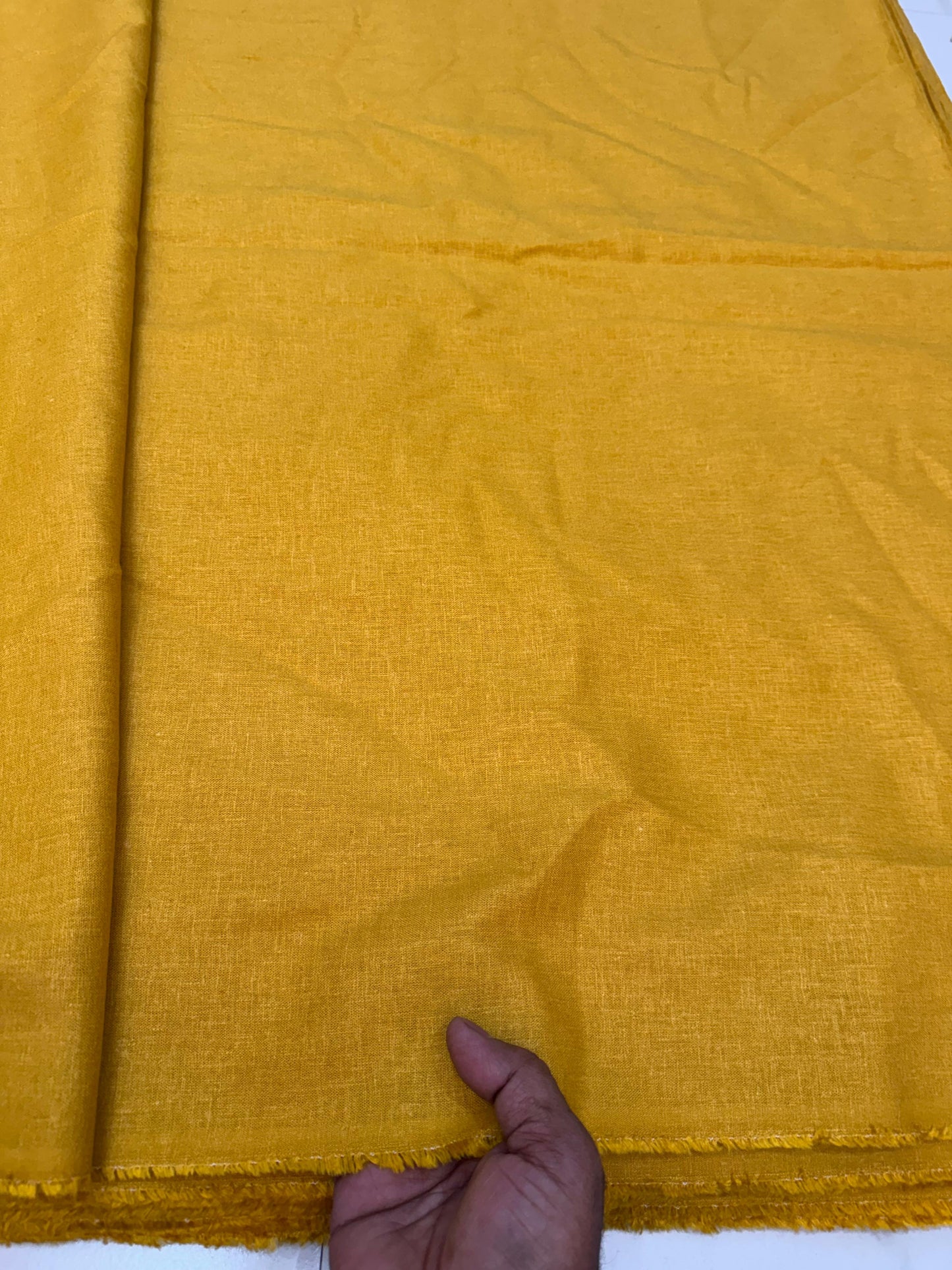 Cotton Linen Solid Mustard Fabric