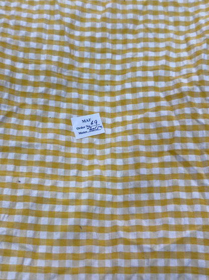 Buy Cutpiece Cotton Seersucker White Yellow Gingham Blush Checks 70 Centimeter