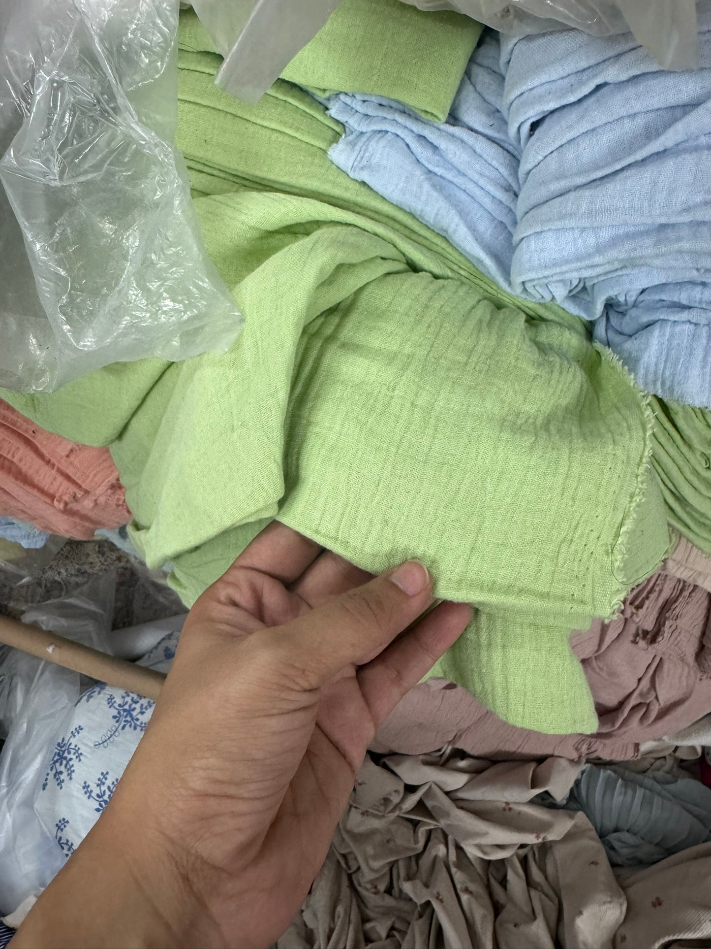 Buy Soft Cotton Double Cloth Solid Sweet Green Fabric