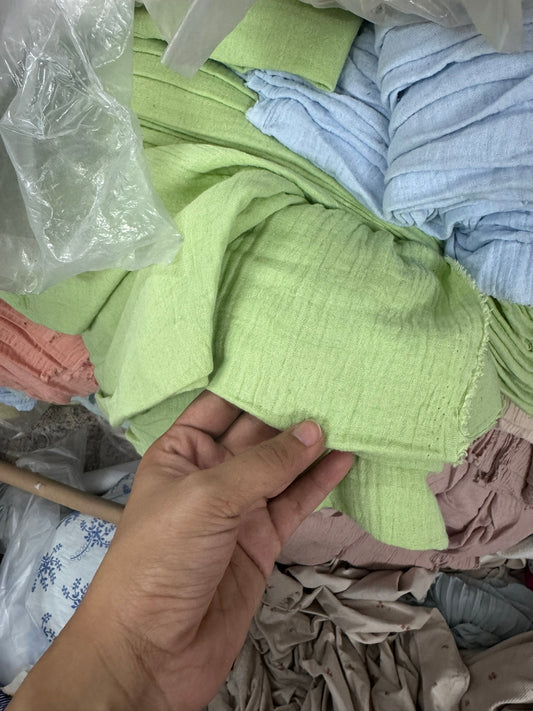 Buy Soft Cotton Double Cloth Solid Sweet Green Fabric