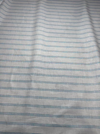 Buy 80 Lea Pure Linen Blue Stripe Shirting Fabric