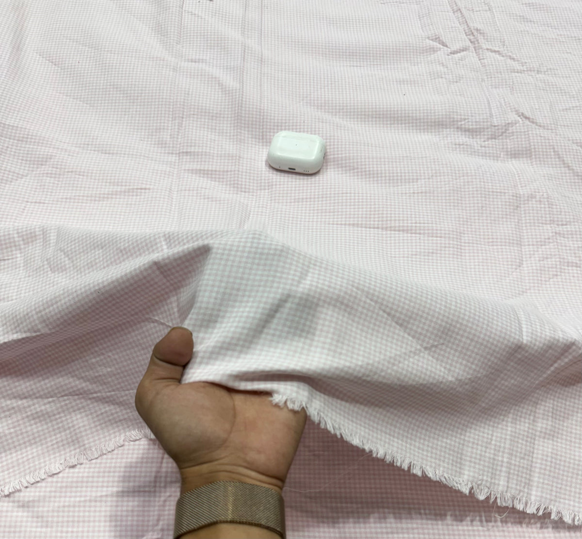 Buy Premium Cotton Yarn-Dyed Pink Mini Check Fabric