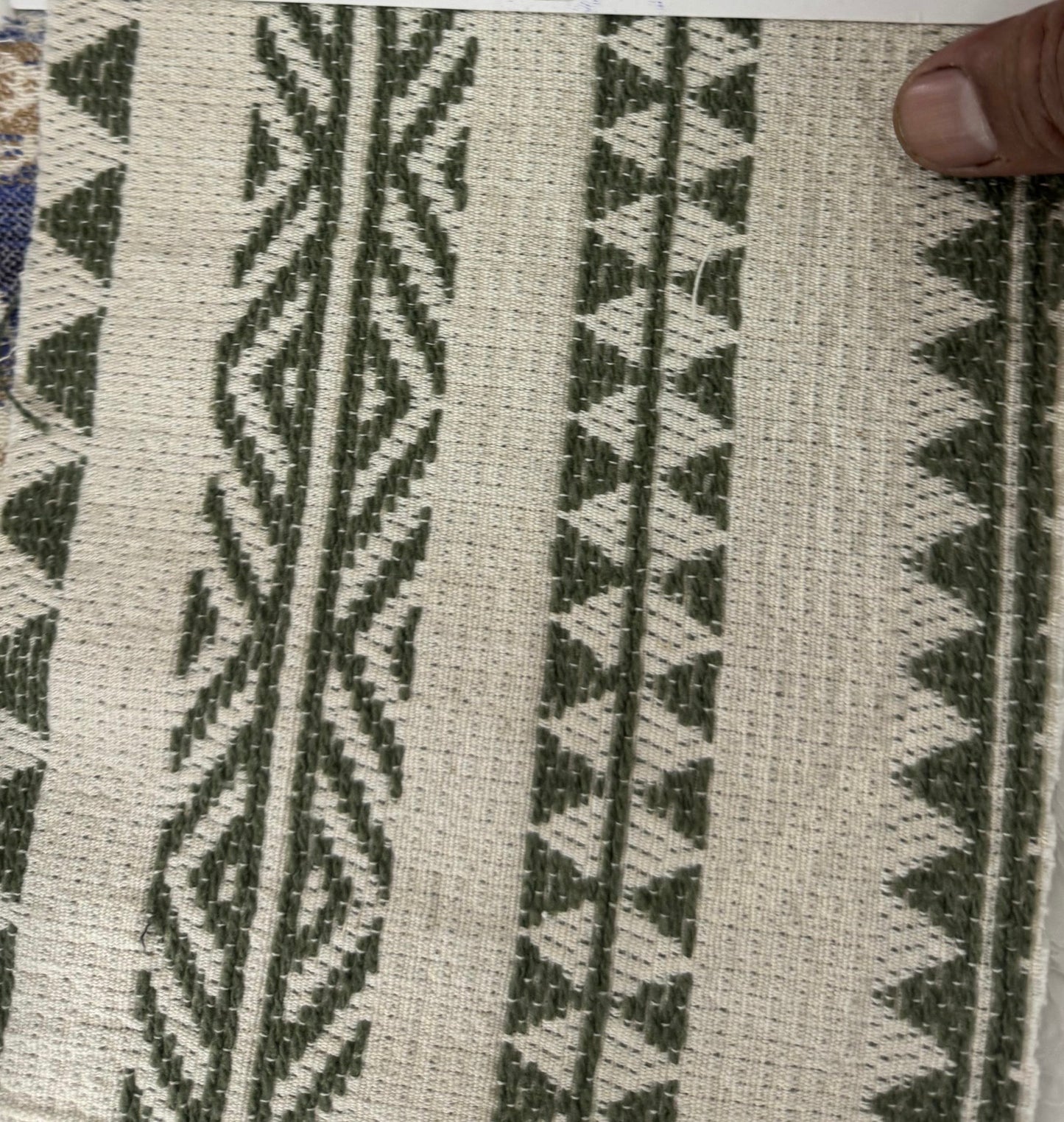 Buy Cotton Heavy Jacquard Green Threadwork Fabric - MAF 