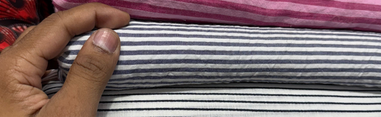 Premium Seersucker Grey Blue Stripe Fabric - MAF 