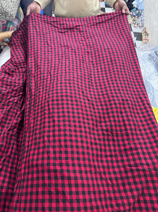Buy Black Red Cotton Arvind Mill Yarn Dyed Fabric - MAF 