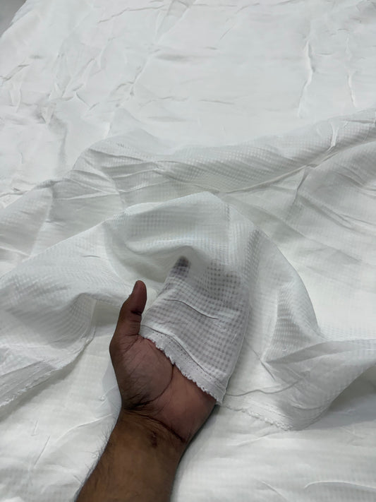 Buy Cotton White Check Fabric