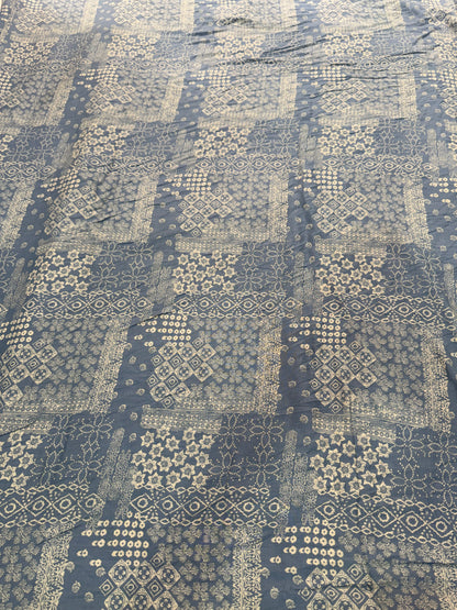 Buy Premium Steel Blue Bandhani Block Printed Viscose Rayon Fabric