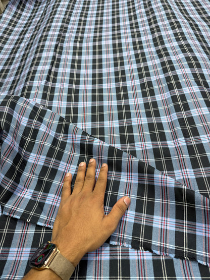 Buy Cotton Twill Blue Black Check Fabric