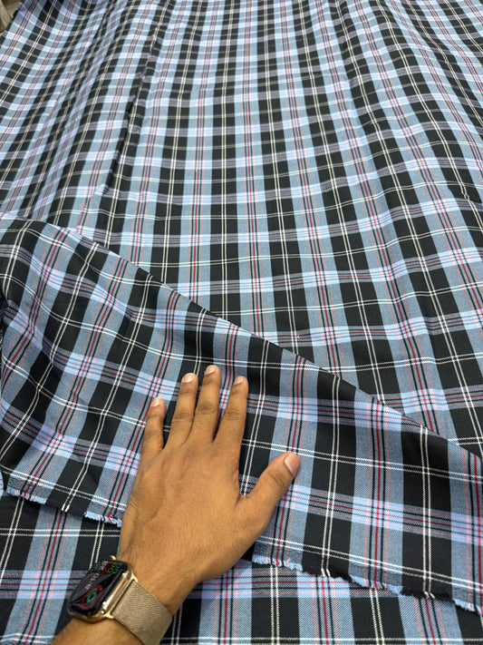Buy Cotton Twill Blue Black Check Fabric