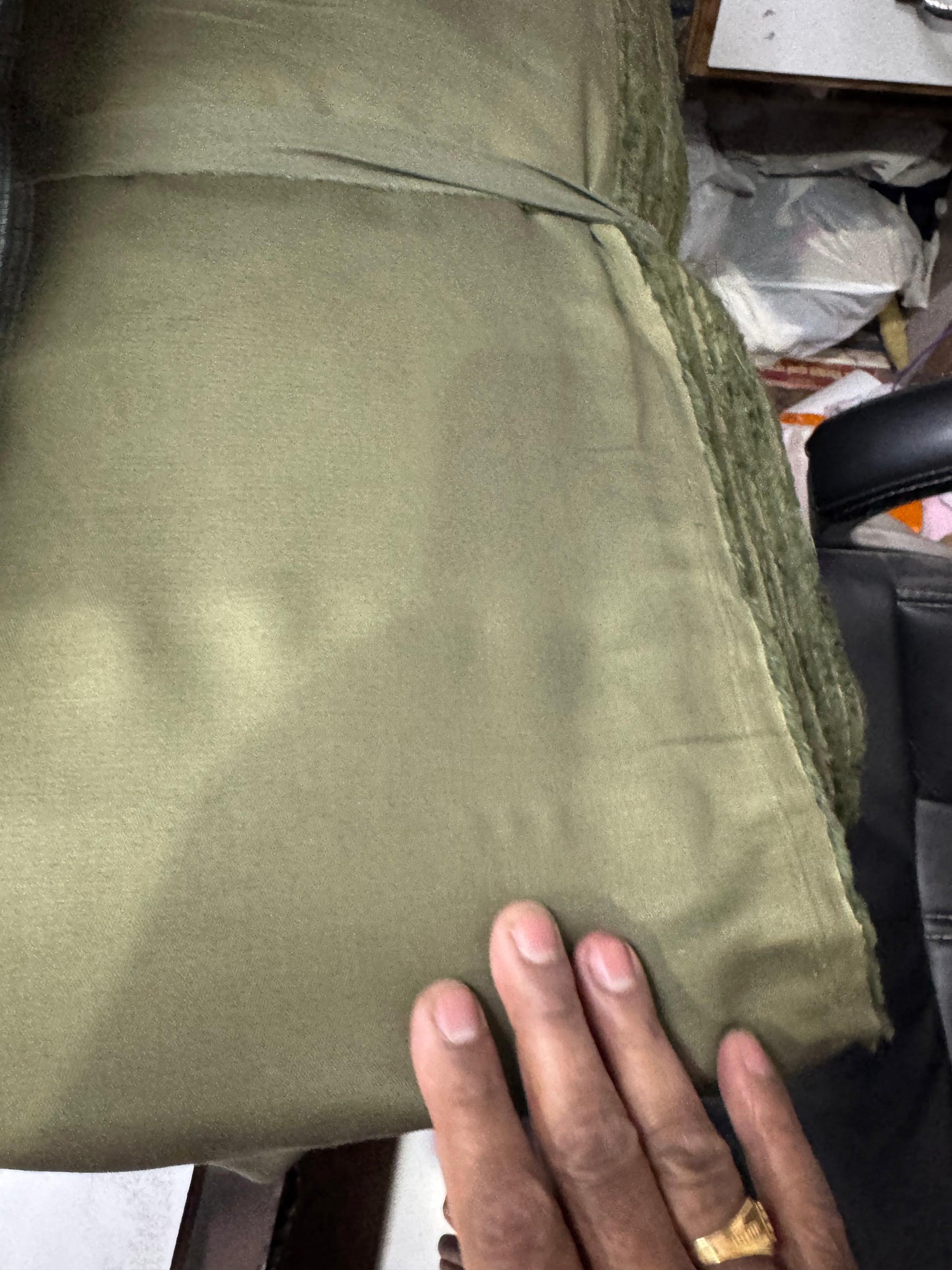 Buy Bottom Wear Linen Solid Olive Shade Fabric