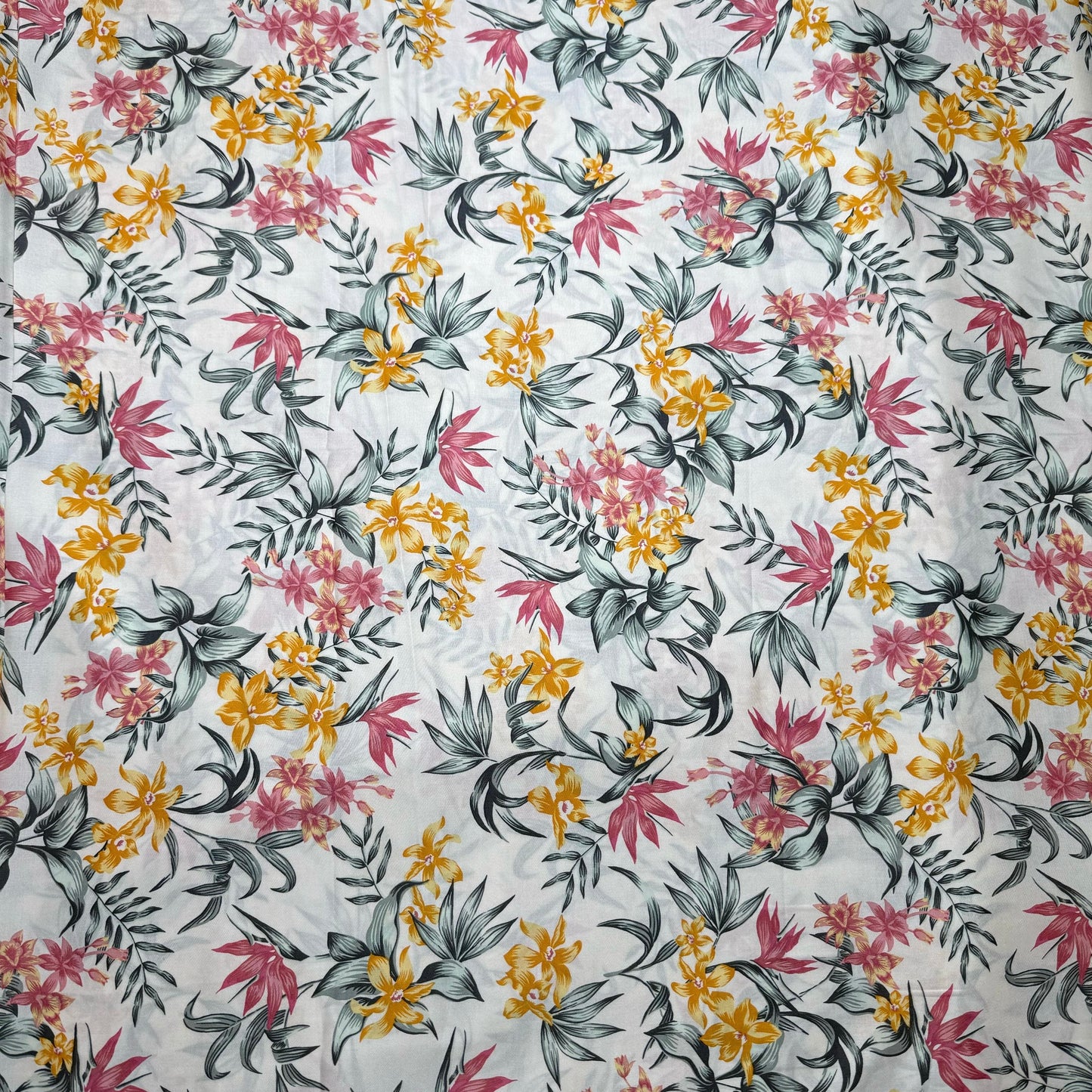 Buy Viscose Rayon Long Leaf Printed Fabric - MAF 