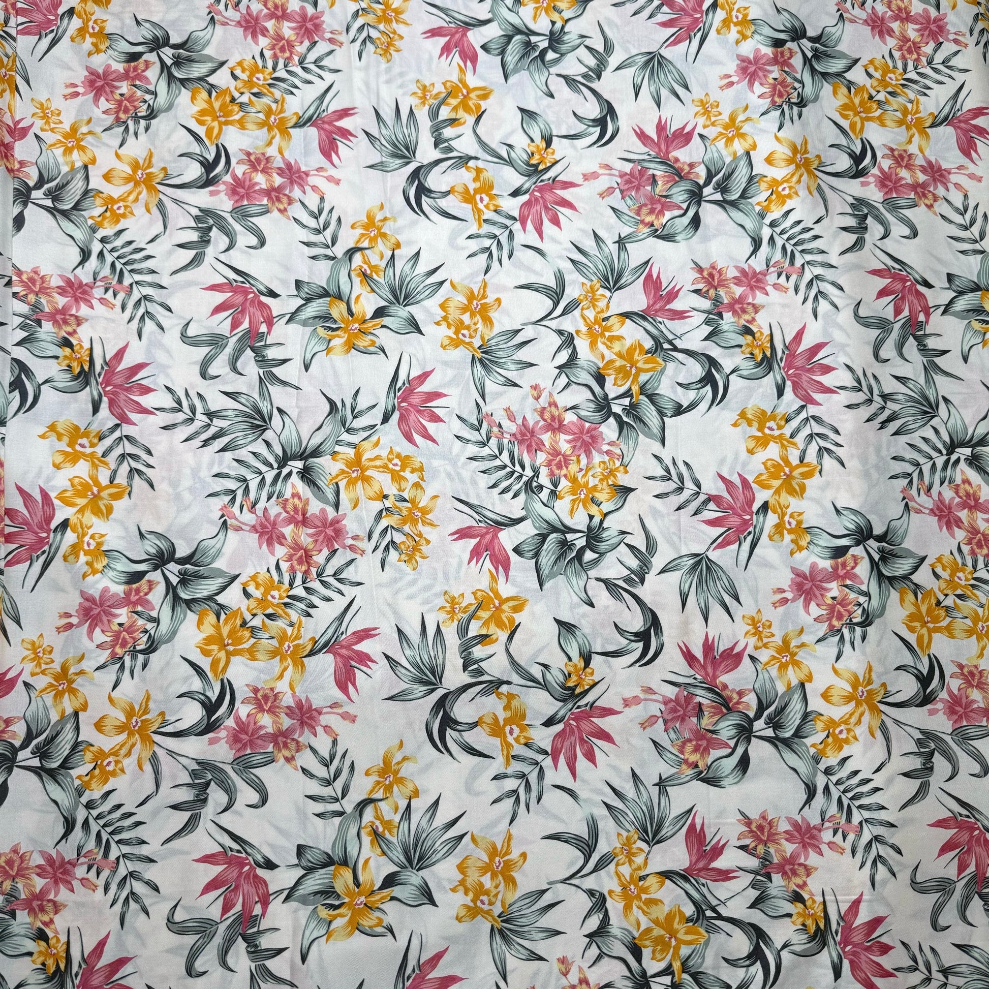 Buy Viscose Rayon Long Leaf Printed Fabric - MAF 