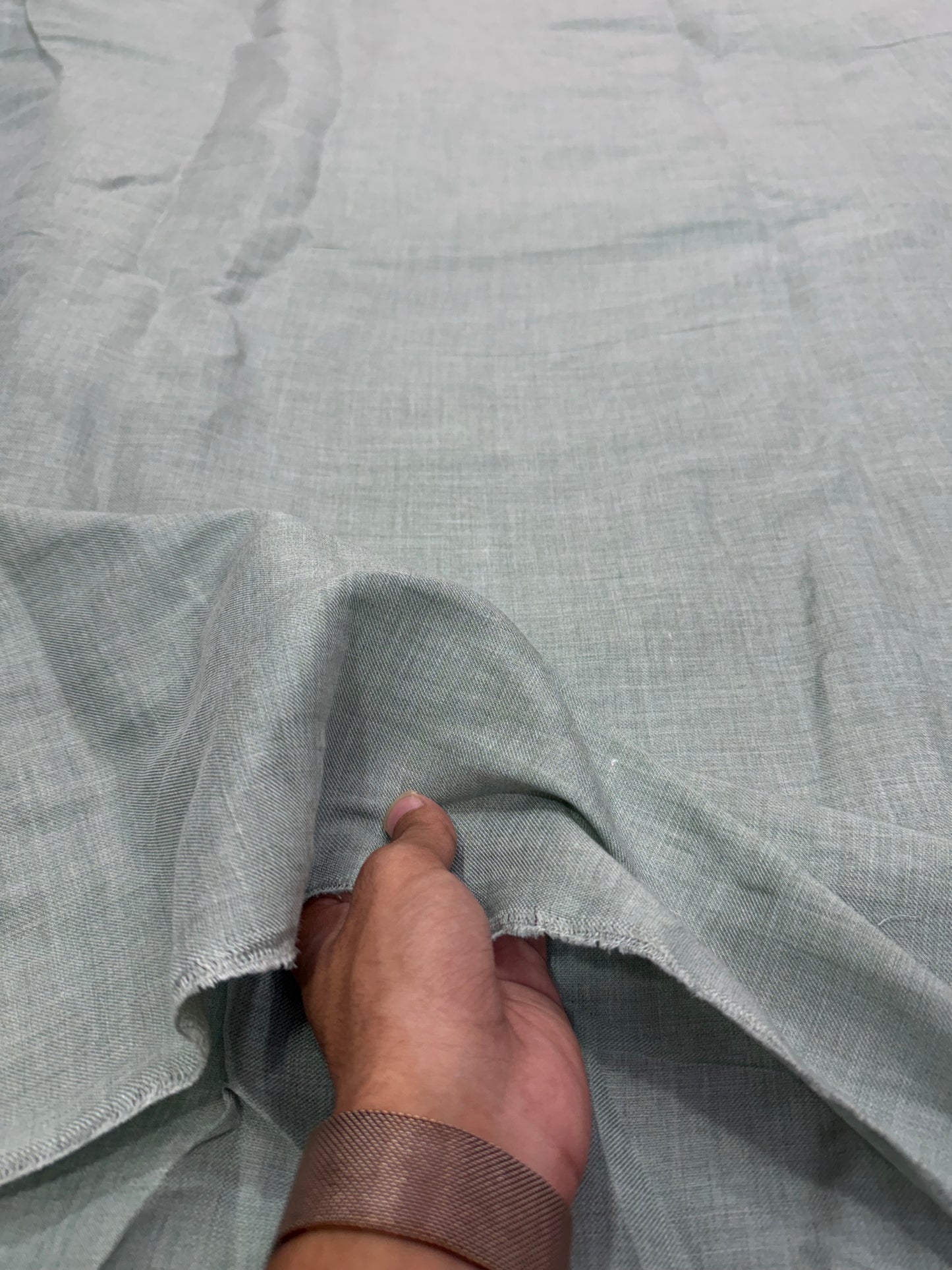 Buy Imported Linen Milange Green Fabric