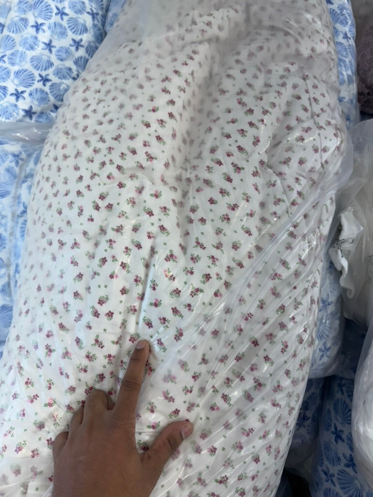 Buy Premium Cotton Double Cloth Floral Pink Green Beige Print