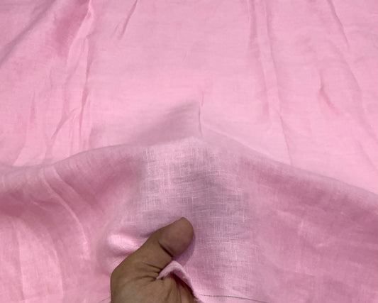 Buy Pure Linen Premium Collection Solid Washed Baby Pink Fabric