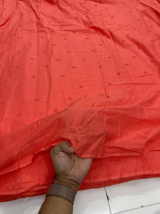 Buy Hakoba Red Embroidery Fabric - MAF 