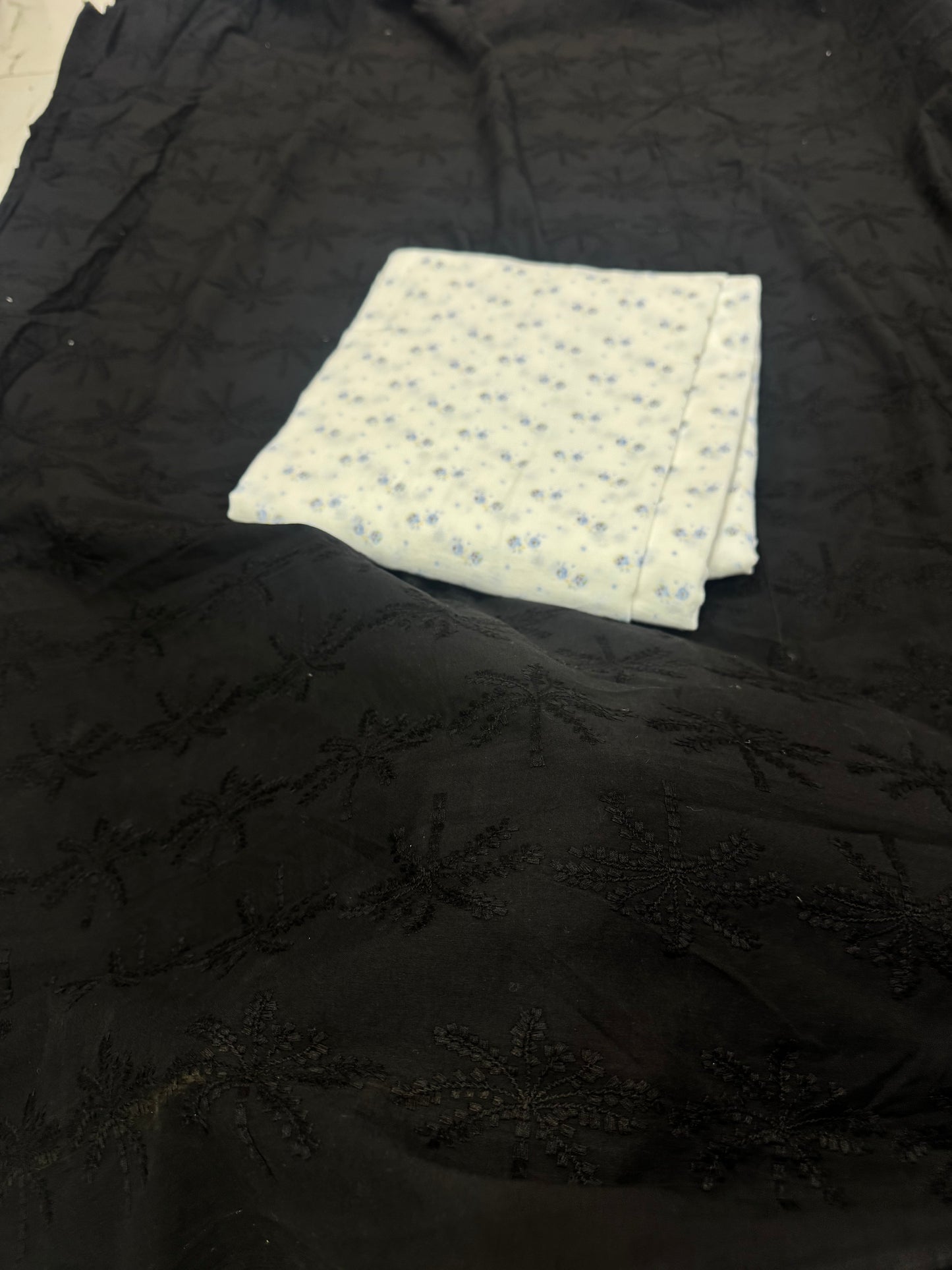 Buy Premium Cotton Embroidered Noir Vine Fabric