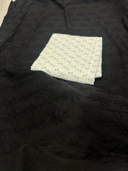Buy Premium Cotton Embroidered Noir Vine Fabric