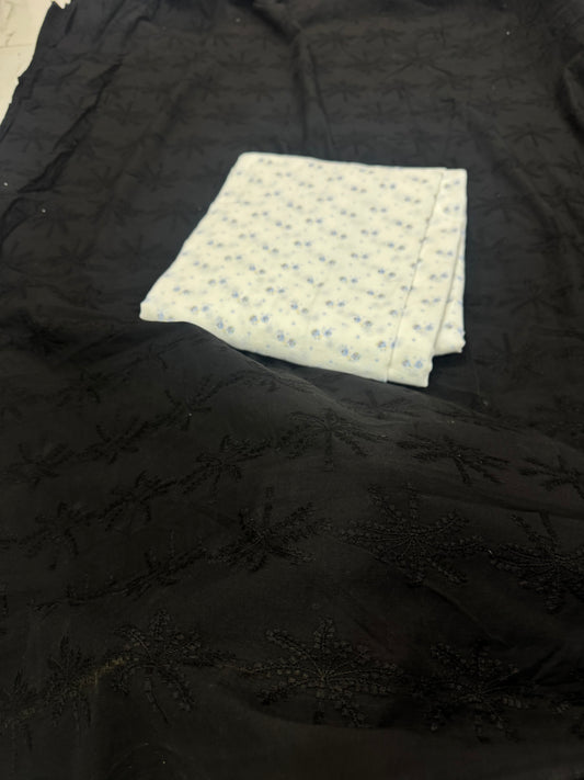 Buy Premium Cotton Embroidered Noir Vine Fabric