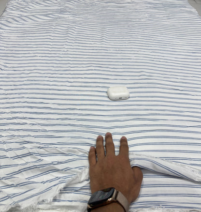 Buy Cotton Slub White Blue Fine Stripe Fabric