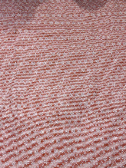 Buy Cotton Schiffli Rust Orange Stripe Embroidered Fabric