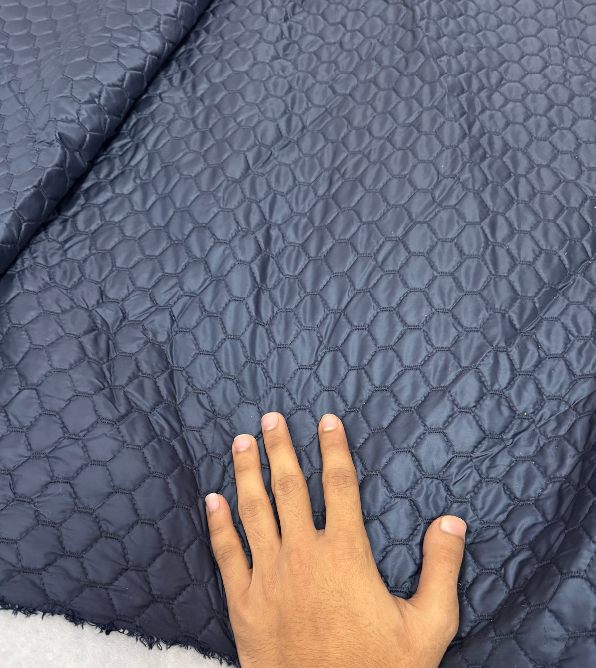 Buy Premium Quilted Jacket Navy Blue Honeycomb Pattern Fabric