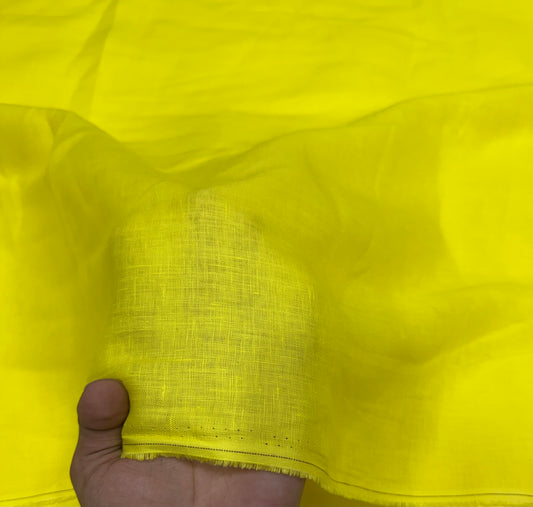 Buy Premium Pure Linen Solid Baby Yellow Fabric