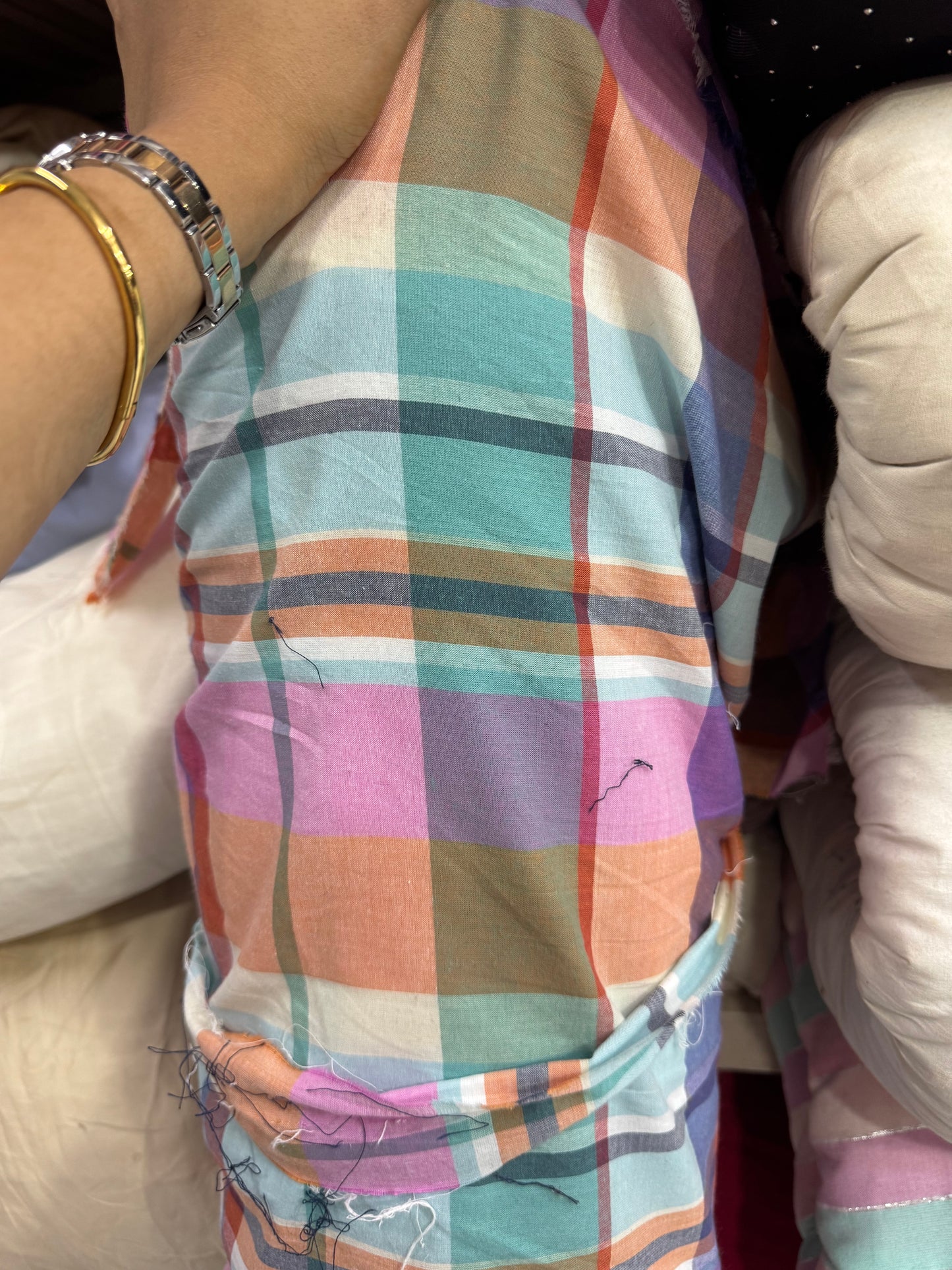 Buy Cotton Yarn Dyed Pink Multi Checks Shirting Fabric