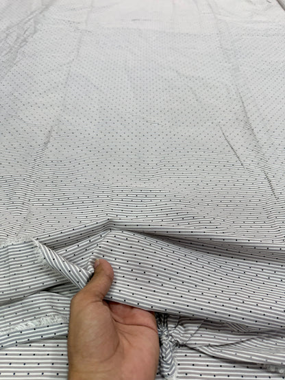 Buy Cotton Poplin Ivory Stripe Polki  Printed Fabric