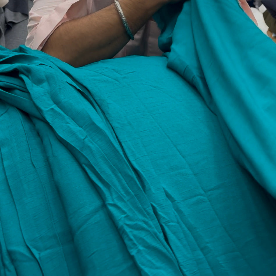 Solid Crinkled Tiffany Blue Crepe Fabric - MAF 